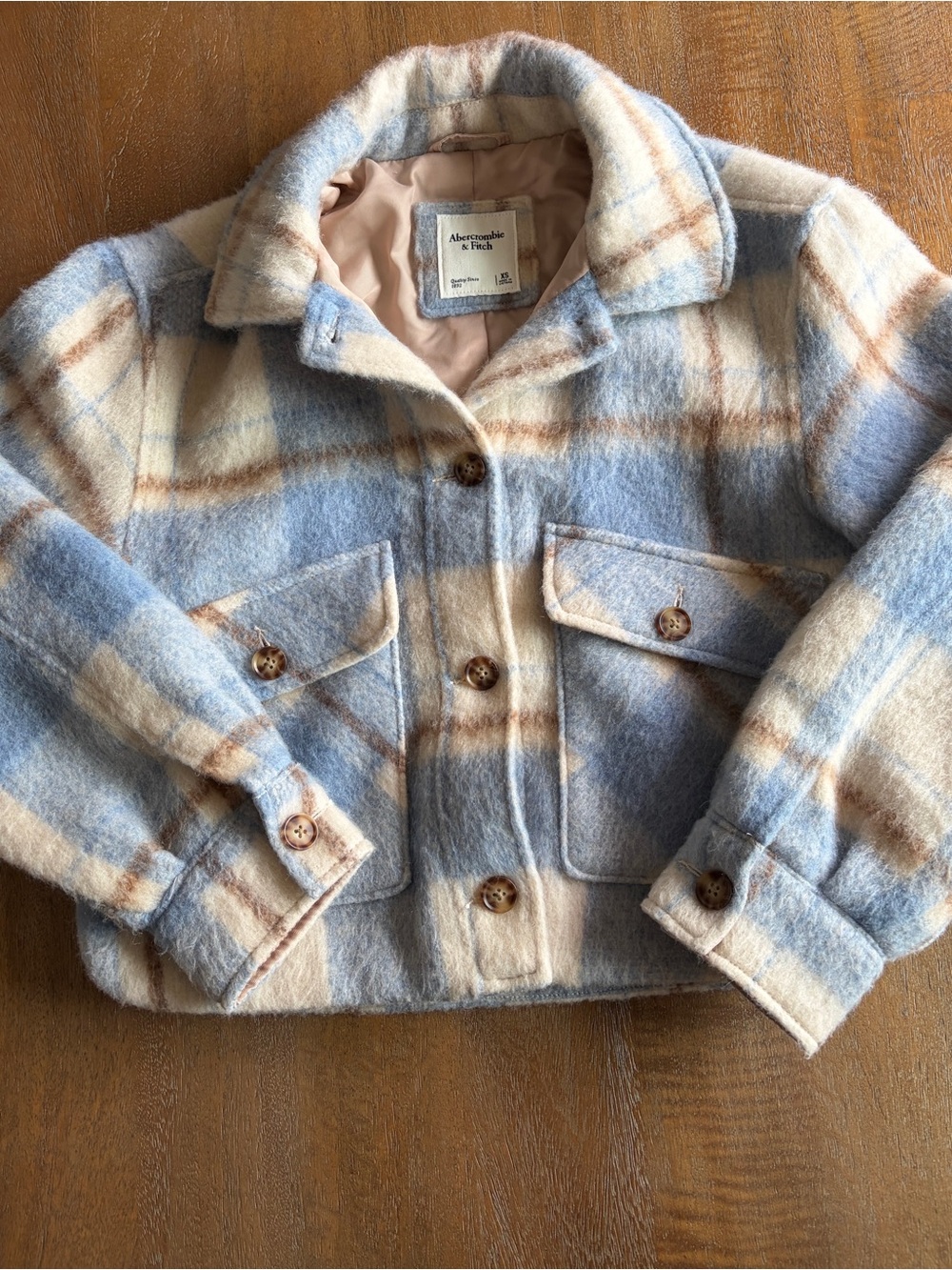 Abercrombie & Fitch Women’s Blue & Cream Plaid Jacket